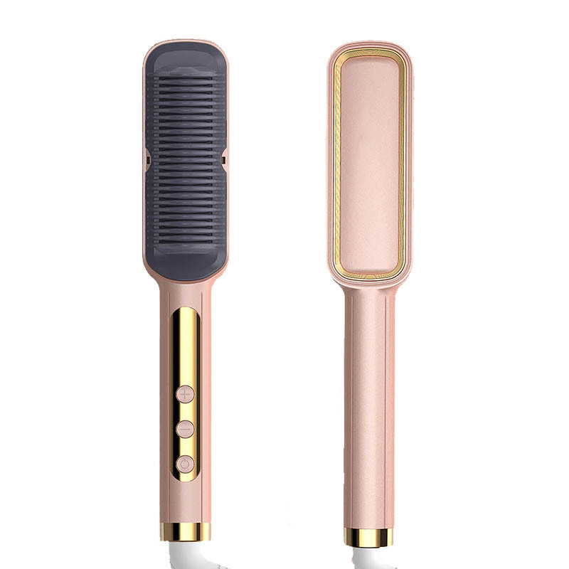 High efficiency mini wireless negative ions brush rechargeable hair straightener wireless hair brush electric hot comb